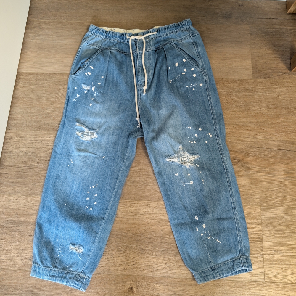 Free People Blue Distressed Ankle Jeans